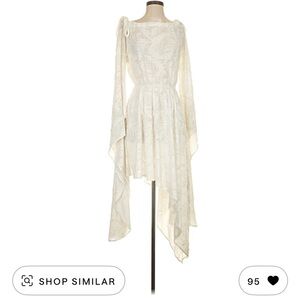 cult gaia Cream Lace Asymmetric Midi Dress